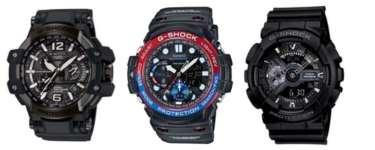 three g-shocks side-side