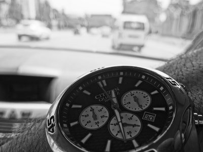 car driver with citizen chronograph watch