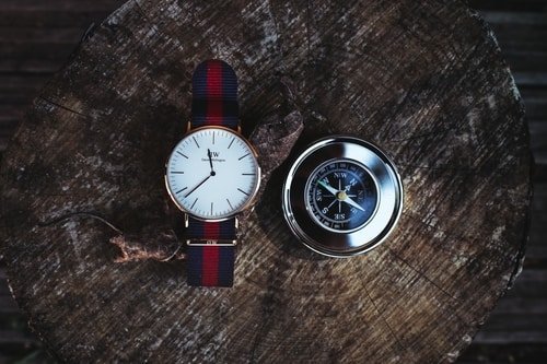 watch and compass side by side