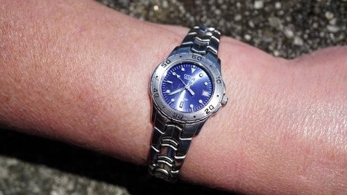 woman blue watch