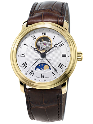 Frederique Constant Heart Beat Moon Phase Brown Leather Band