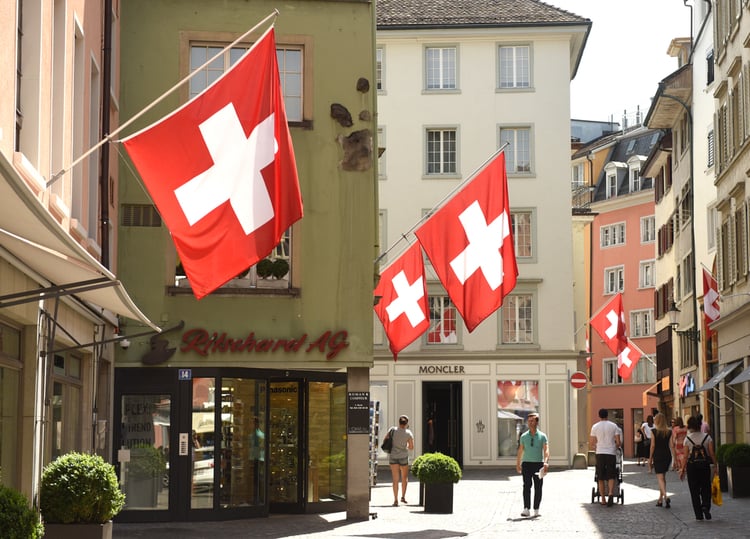 shopping street in Switzerland