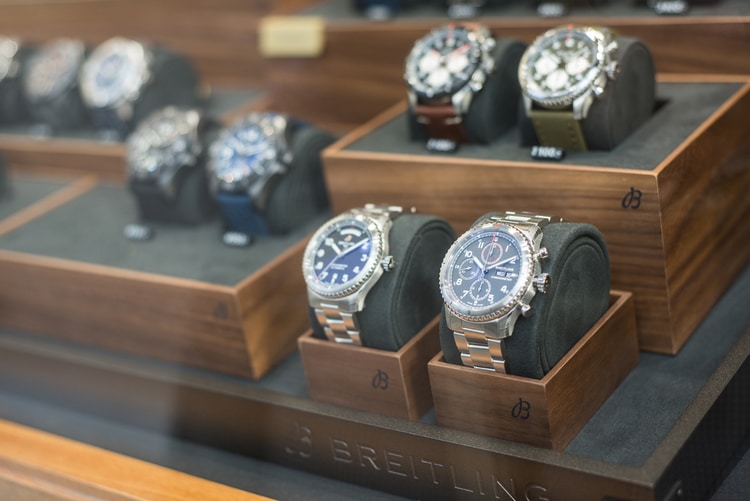 Breitling watches in shop window